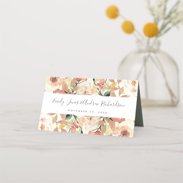 CARTE DE PLACEMENT SUBTILE BLUSH PEACH ROSE COULEUR D'EAU MARIAGE FLO (Devant)