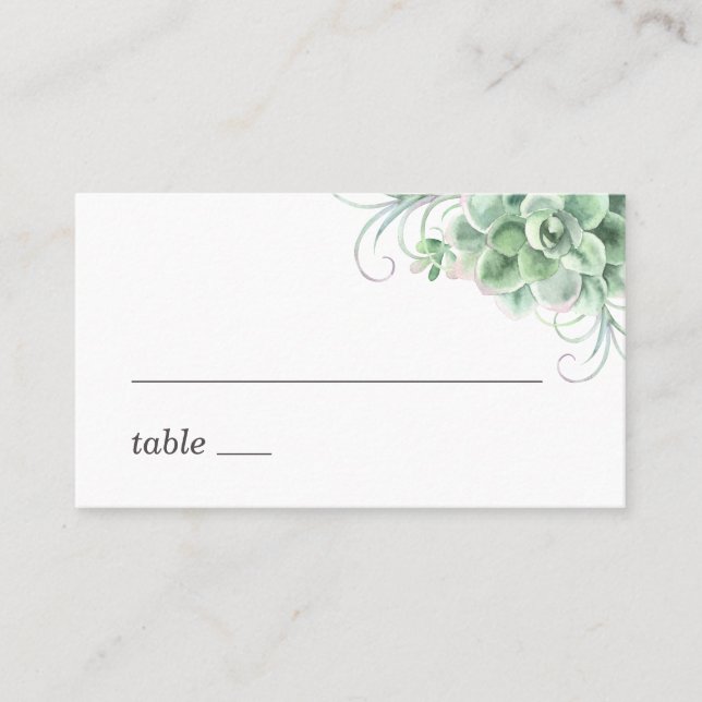Carte De Placement Succulentes aquarelles. Mariage de cactus de verdu (Devant)