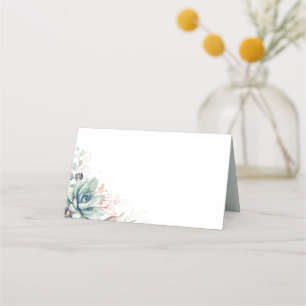 Carte De Placement Succulents Verdure Rose Or Feuille Mariage