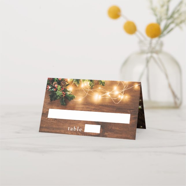 Carte De Placement Succursale Mistletoe Rustique Fête de Noël (Devant)