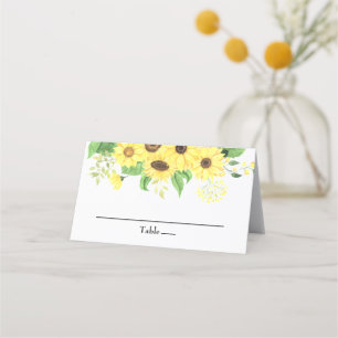 Carte De Placement Sunflower Floral Rustique Mariage élégant