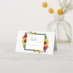Carte De Placement Sunflower Rose Daisy Automne Floral Mariage