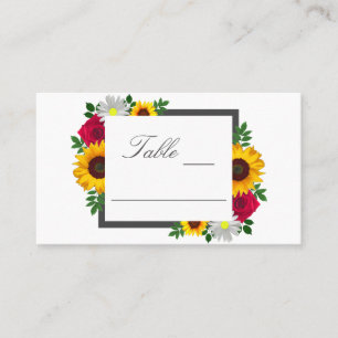Carte De Placement Sunflower Rose Daisy Automne Floral Mariage