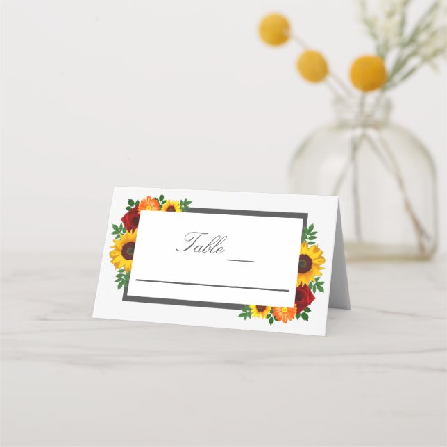 Carte De Placement Sunset Sunflower Rose Floral Mariage (Devant)