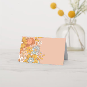 Carte De Placement Super Fleur Retro Buffet Étiquette de nourriture