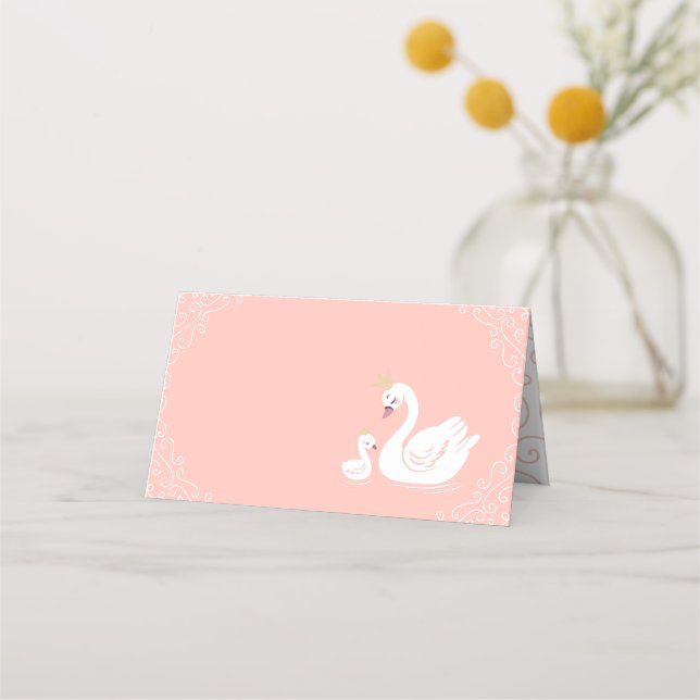 Carte De Placement Swans Baby shower Oiseau avec héritier (Devant)