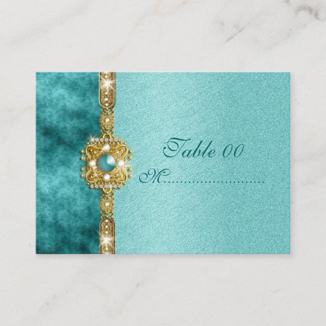 Carte De Placement "sweet sixteen" or turquoise 16 ans (Devant)