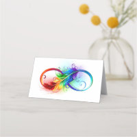 Symbole d'infini avec plume arc-en-ciel