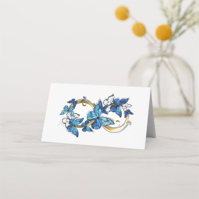 Carte De Placement Symbole infini de papillons Morpho bleus (Devant)
