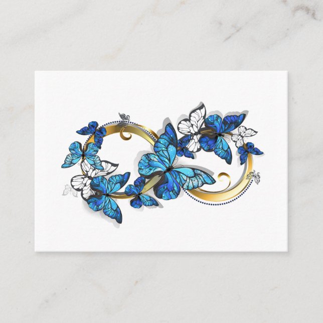 Carte De Placement Symbole infini de papillons Morpho bleus (Devant)