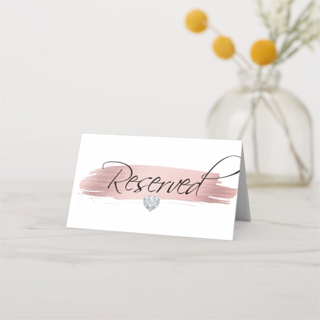 Carte De Placement Symbole rose Gold Foil Blanc Noir RÉSERVÉ (Dos)