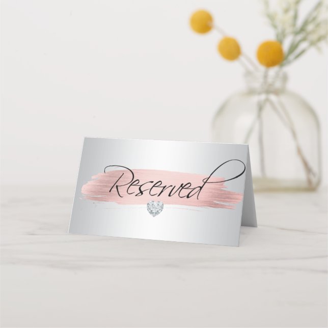 Carte De Placement Symbole rose Gold Foil Blanc Noir RÉSERVÉ (Dos)