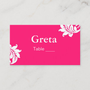 Carte De Placement Table à Damas rose chaud Placer les titulaires de