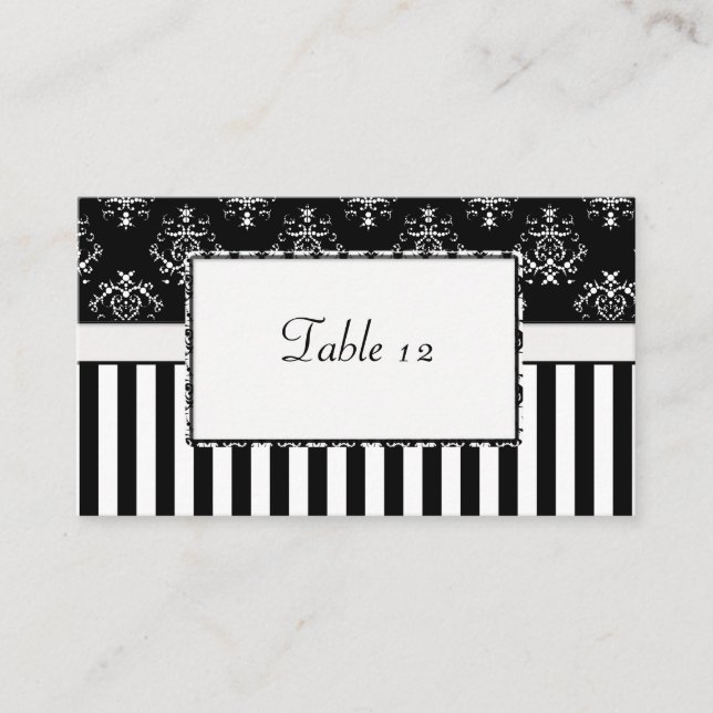 Carte De Placement Table baroque à rayures noir et blanc (Devant)