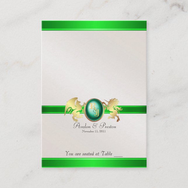 Carte De Placement Table de bijoux vert Prince & Princess (Devant)