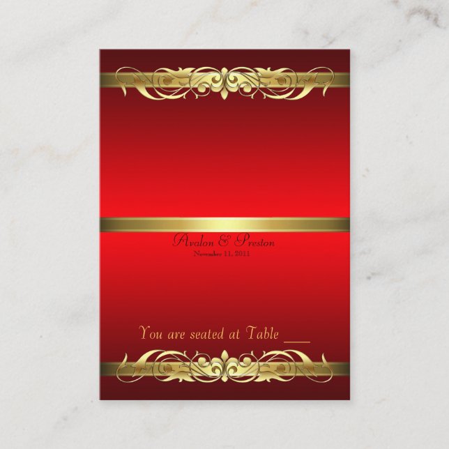 Carte De Placement Table de défilement rouge et or Grand Duchess (Devant)