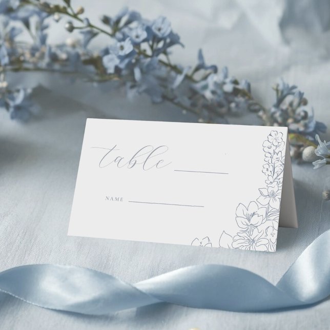 Carte De Placement Table de mariage à fleurs bleues délicates (Créateur téléchargé)