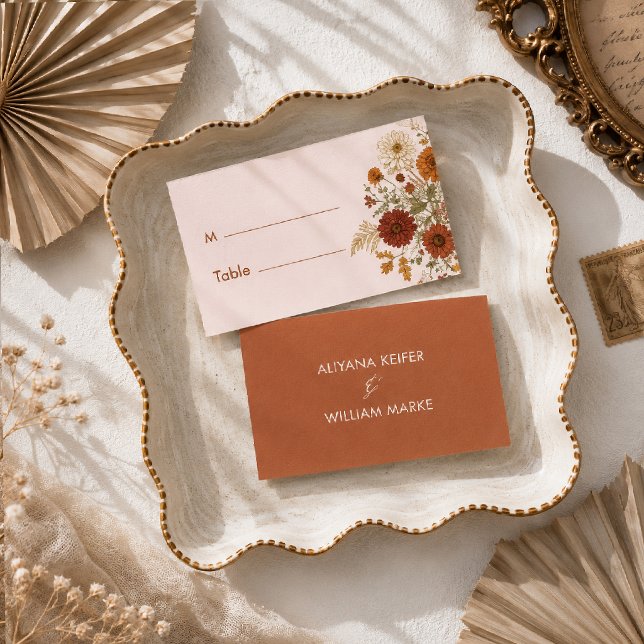 Carte De Placement Table de mariage aux feuilles d'automne rouille or (Créateur téléchargé)