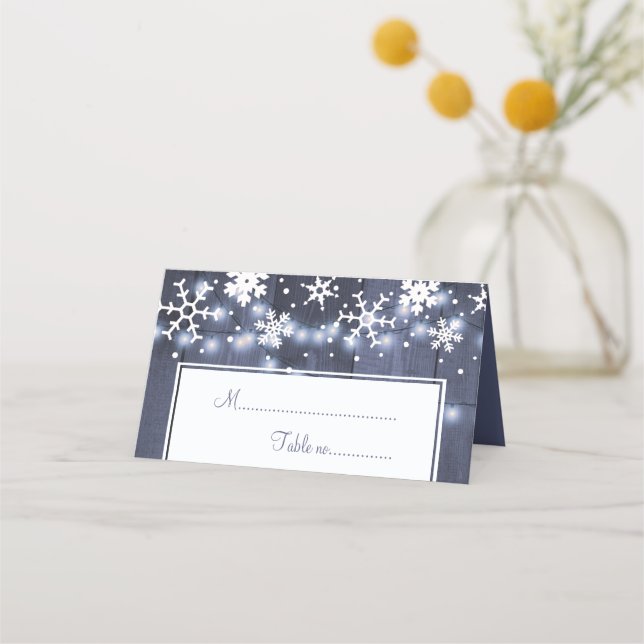 Carte De Placement Table de mariage campagnard rustique bleu hiver (Devant)