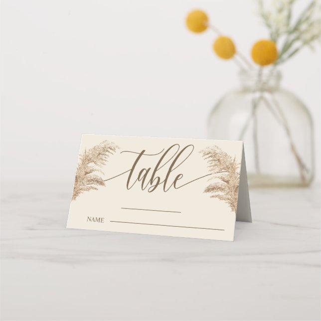 Carte De Placement Table de Mariage de Pampas Grass Terme Bohème (Devant)