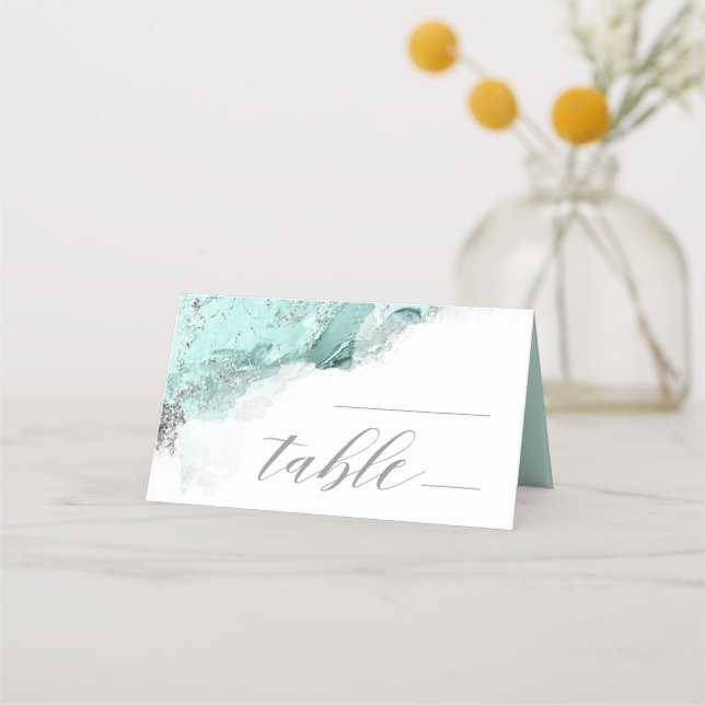 Carte De Placement Table de Mariage de Parties scintillant en marbre  (Devant)