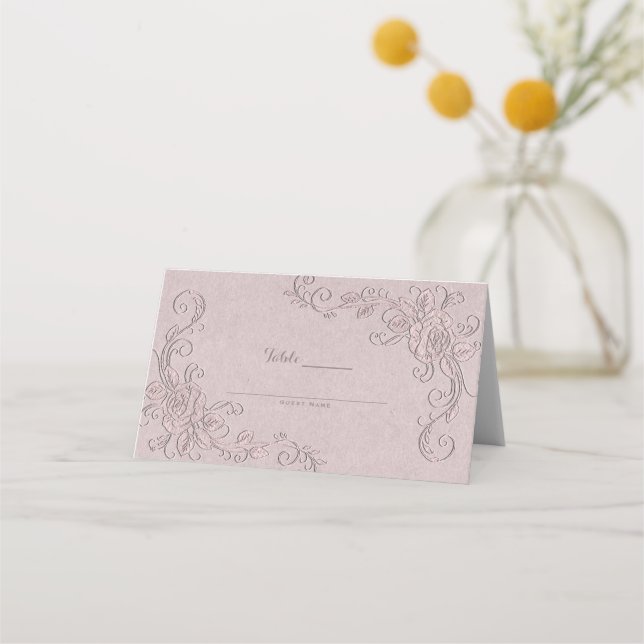 Carte De Placement Table de mariage élégante aux roses de charme rust (Dos)