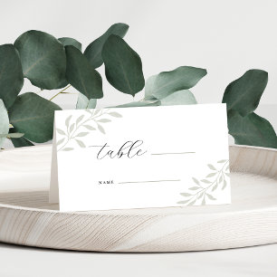 Carte De Placement Table de mariage élégante avec verdure de sauge