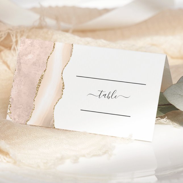 Carte De Placement Table de mariage en agate dorée chic ivoire (Créateur téléchargé)