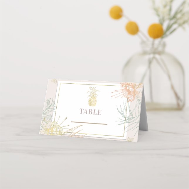 Carte De Placement Table de mariage floral botanique tropical élégant (Devant)