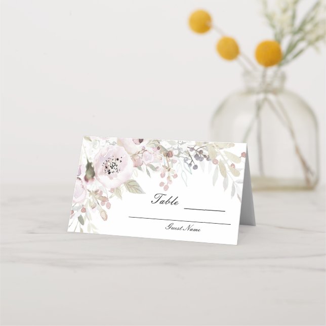 Carte De Placement Table de mariage floral élégant aquarelle rose ten (Dos)