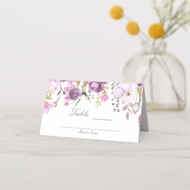 Carte De Placement Table de mariage floral lavande lilac pour sièges (Dos)