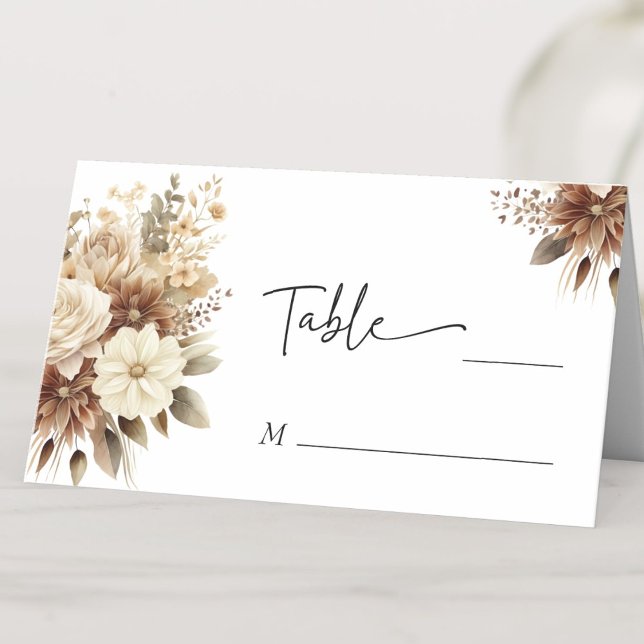 Carte De Placement Table de Mariage floral neutre Boho rustique (Créateur téléchargé)