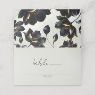 Carte De Placement Table de mariage floral noir et or Greige