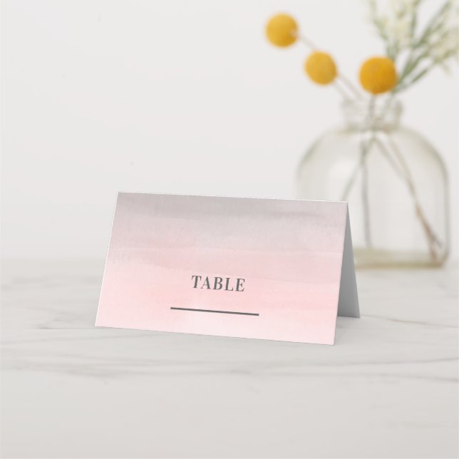 Carte De Placement Table de mariage moderne aquarelle rose gris rose (Devant)