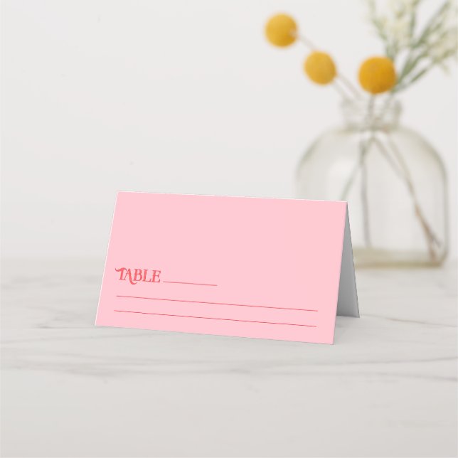 Carte De Placement Table de mariage rétro moderne rose et rouge (Devant)