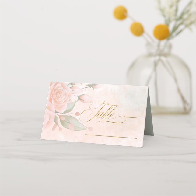 Carte De Placement Table de Mariage Rose souple ID828 (Devant)