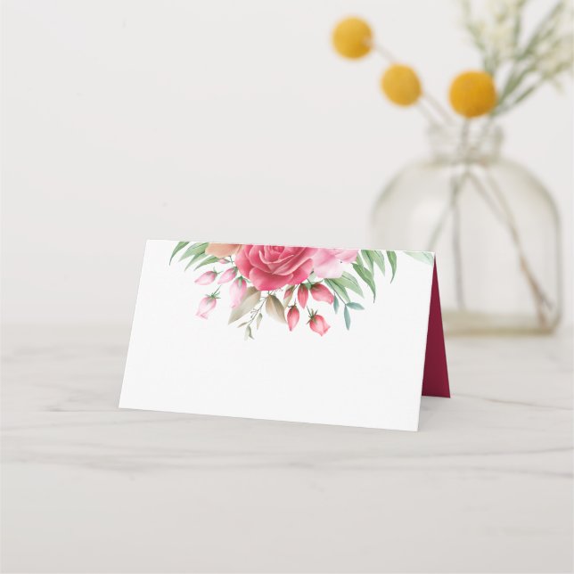 Carte De Placement Table de Mariage rouge rose pâle et foncé (Dos)