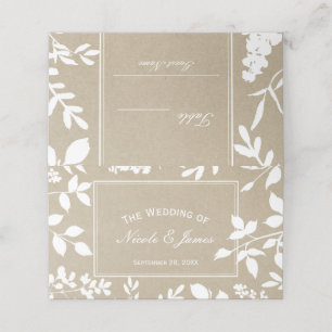 Carte De Placement Table de mariage rustique simple aux feuilles bota