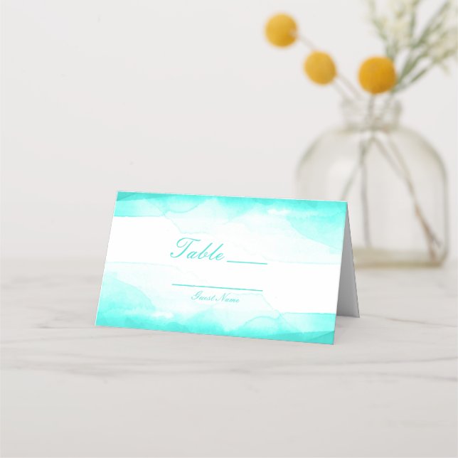 Carte De Placement Table de numéros de places aquarelle eau turquoise (Devant)