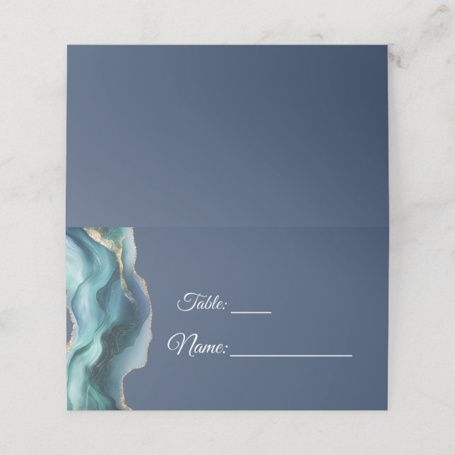 Carte De Placement Table de remise des diplômes Moderne Bleu et Or (Extérieur déplié)
