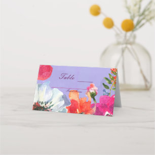 Carte De Placement Table de salle à manger chic et fleurie peinte en