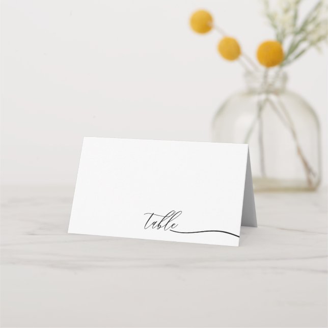 Carte De Placement Table de script blanc simple (Devant)