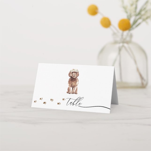 Carte De Placement Table de script de mariage de propriétaire de chie (Devant)