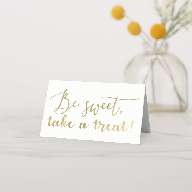 Carte De Placement Table de script "Gold Foil Be Sweet Take a Treat" (Devant)