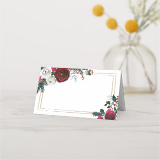 Carte De Placement Table des Mariages Rose du feuillage de Bourgogne
