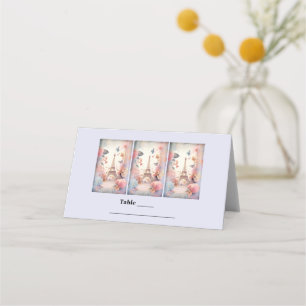 Carte De Placement Table des papillons et des fleurs Tour Eiffel