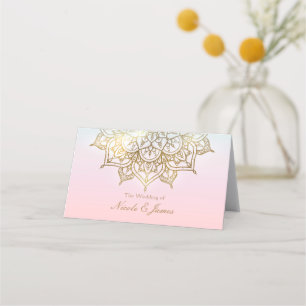 Carte De Placement Table et chaises modernes chic mandala or et rose 