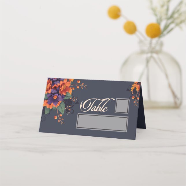 Carte De Placement Table et nom de lieu floral gothique élégant (Devant)