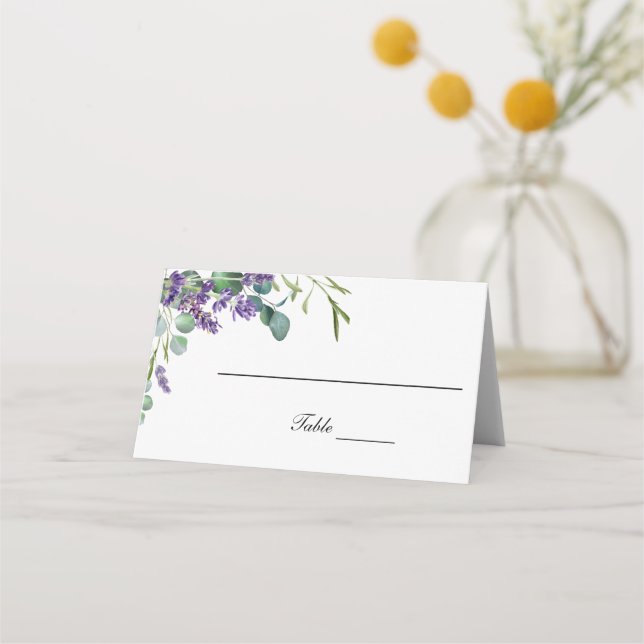 Carte De Placement Table florale botanique à la lavande et à l'eucaly (Devant)