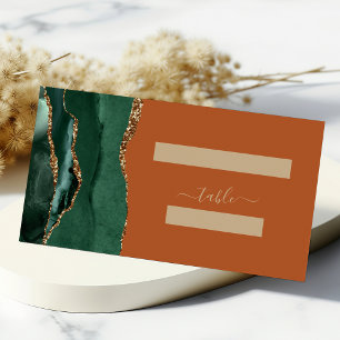 Carte De Placement Table Mariage de rouille d'Agate Or Emerald Green